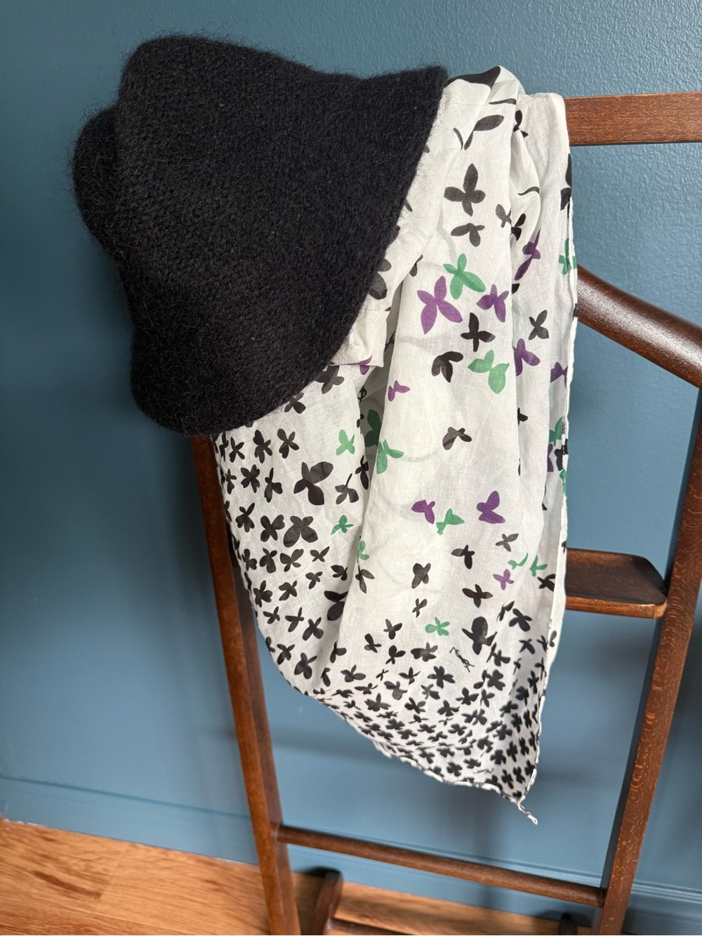 Vintage Yves Saint Laurent YSL Cotton Butterfly Scarf Foulard Bandana